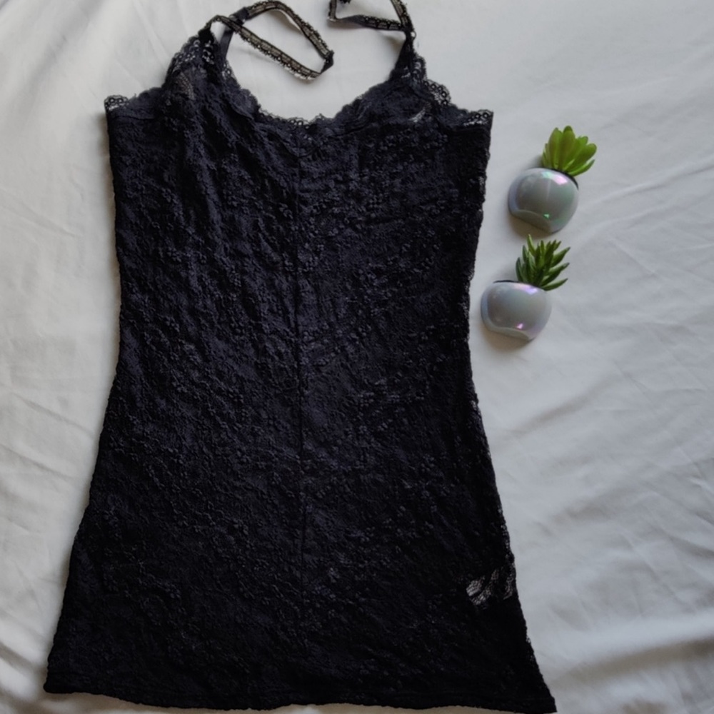 Intimately Free People Black Lace Sheer Slip Dress Size Large